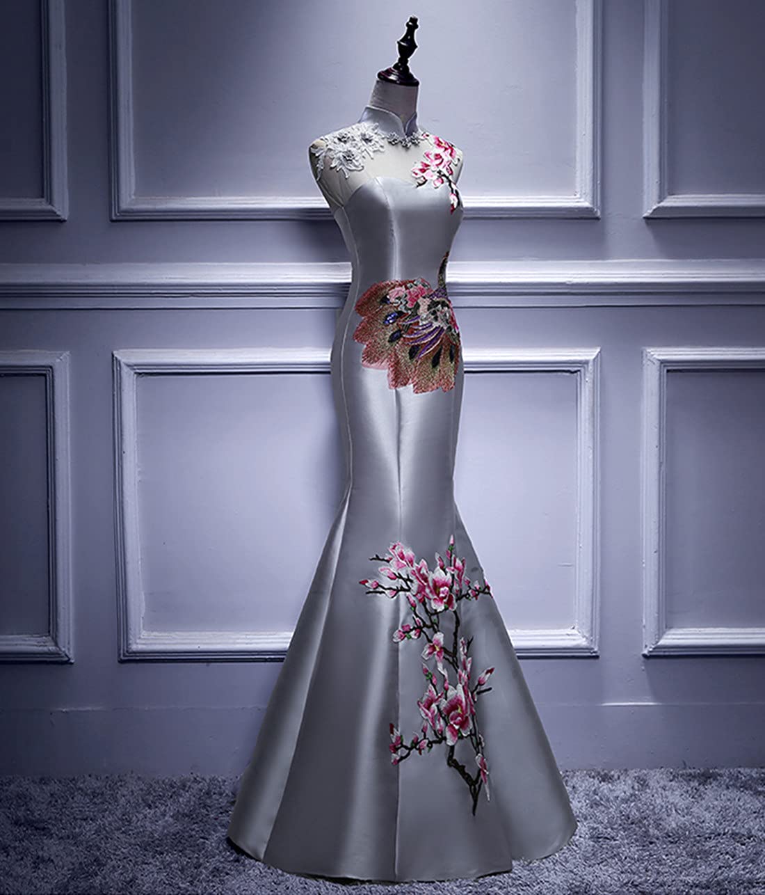 Elegant Mermaid Satin Corset Dress - Floral Lace Bridesmaid Gown for Prom, Wedding, Evening Party & Pageant | Formal Celebrity Dress for Special Occasions