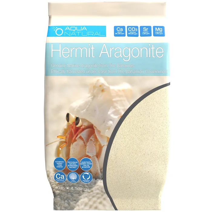 Aqua Natural Hermit Crab Aragonite Sand - 4.5kg (10 lbs) Calcium Substrate for Hermit Crabs, Saltwater Aquariums & Reptile Tanks | Perfect for Molting, Shell Health & pH Balance