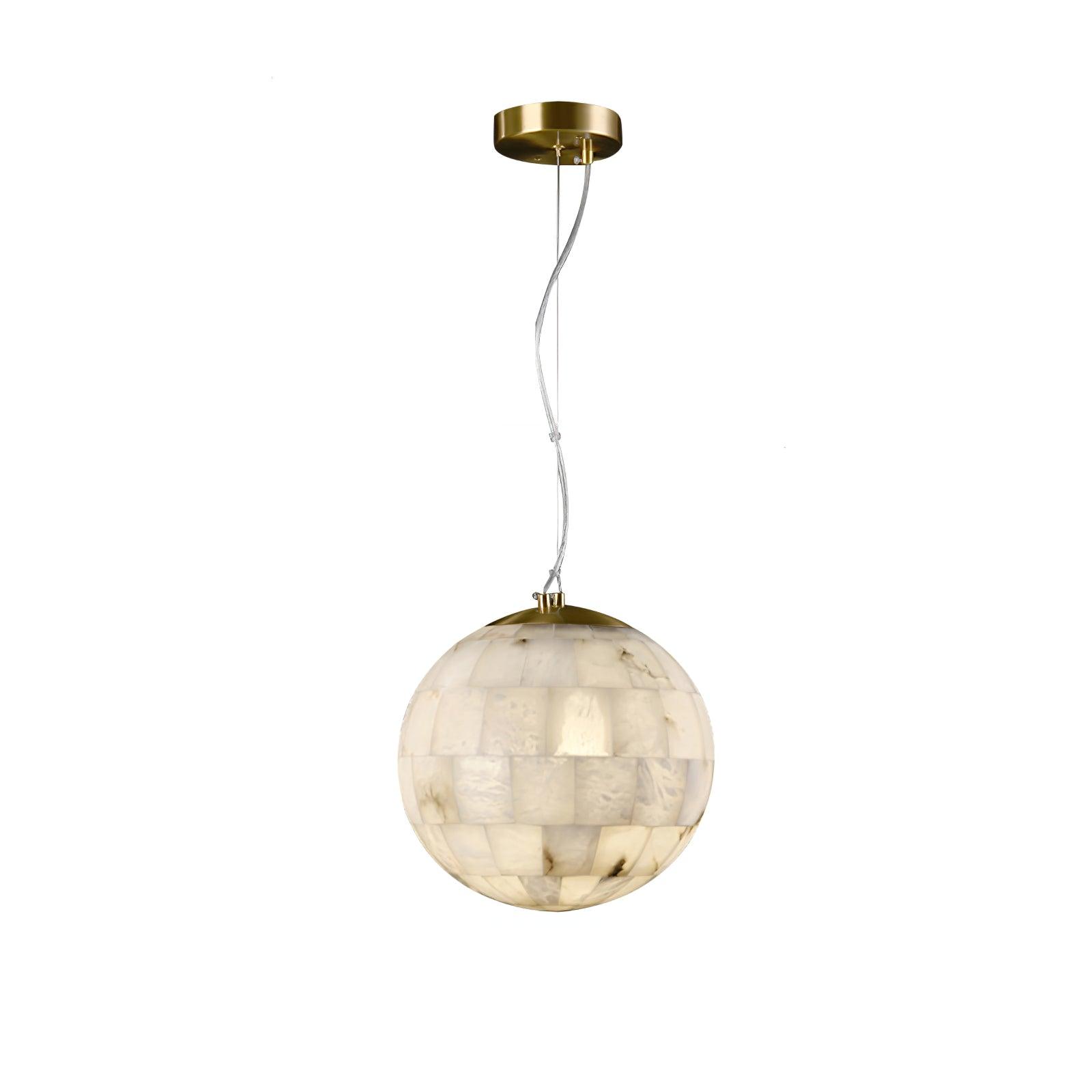 Alabaster Ball Pendant Light - Modern Minimalist Ceiling Fixture for Dining Room, Kitchen Island & Bedroom Lighting