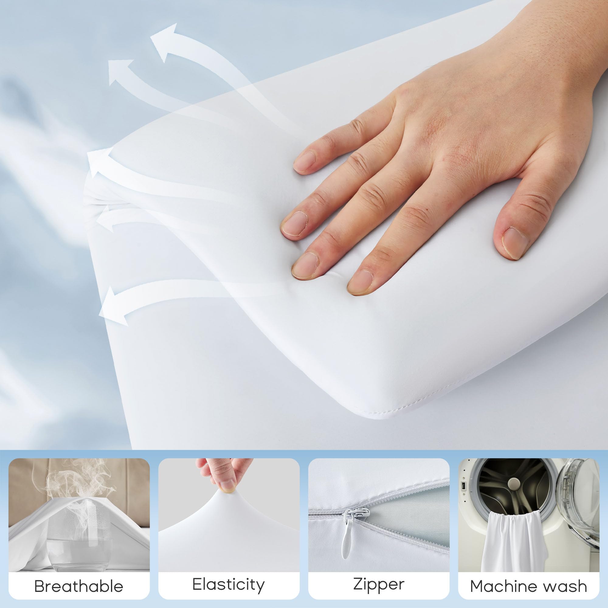 Cooling Memory Foam Pillow for Back/Stomach/Side Sleepers - Ultra Thin & Washable - Home/Bedroom/Travel