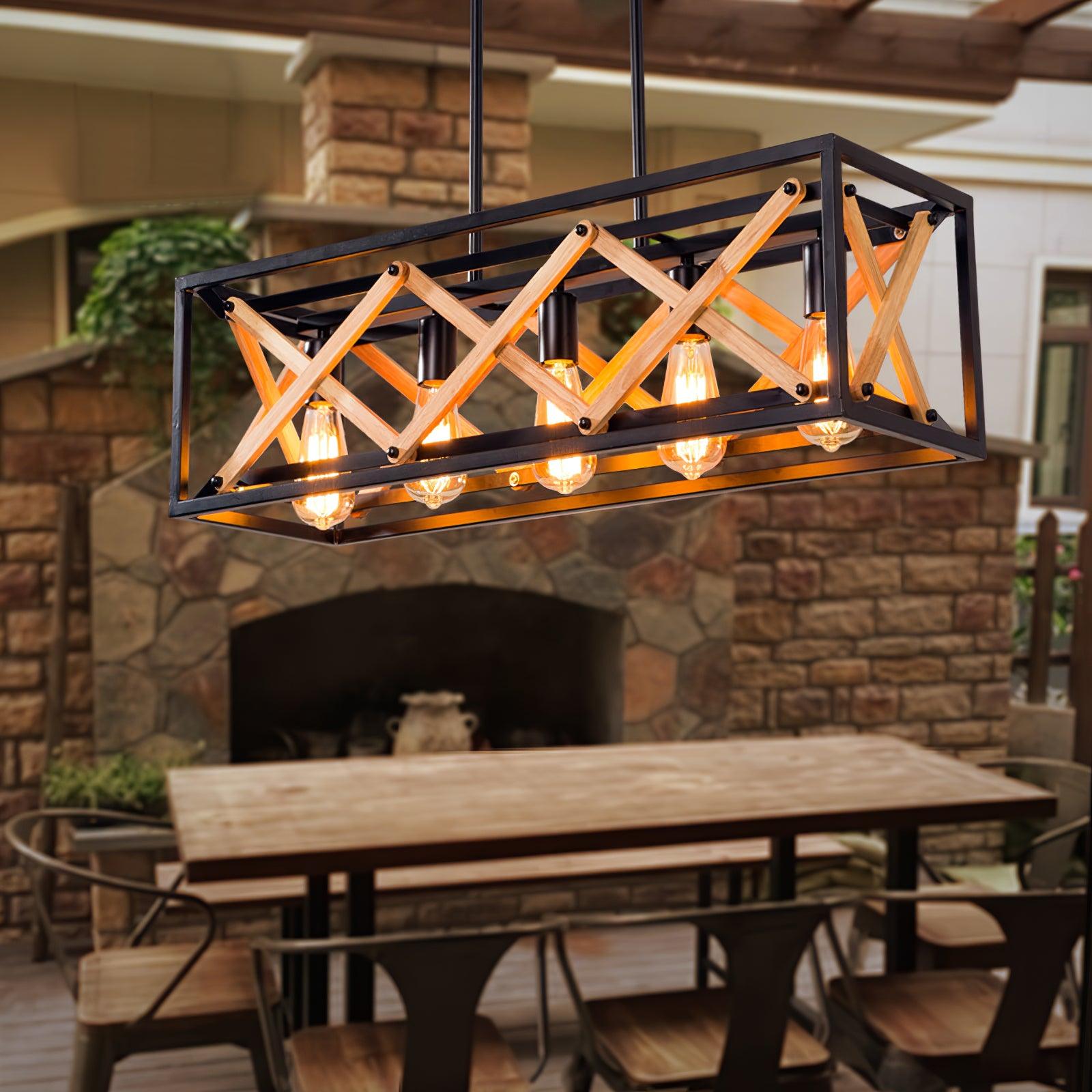 Modern Rectangle Chandelier for Kitchen Island - Elegant Pendant Lighting Fixture with Adjustable Height, Perfect for Dining Room, Breakfast Nook, and Home Decor