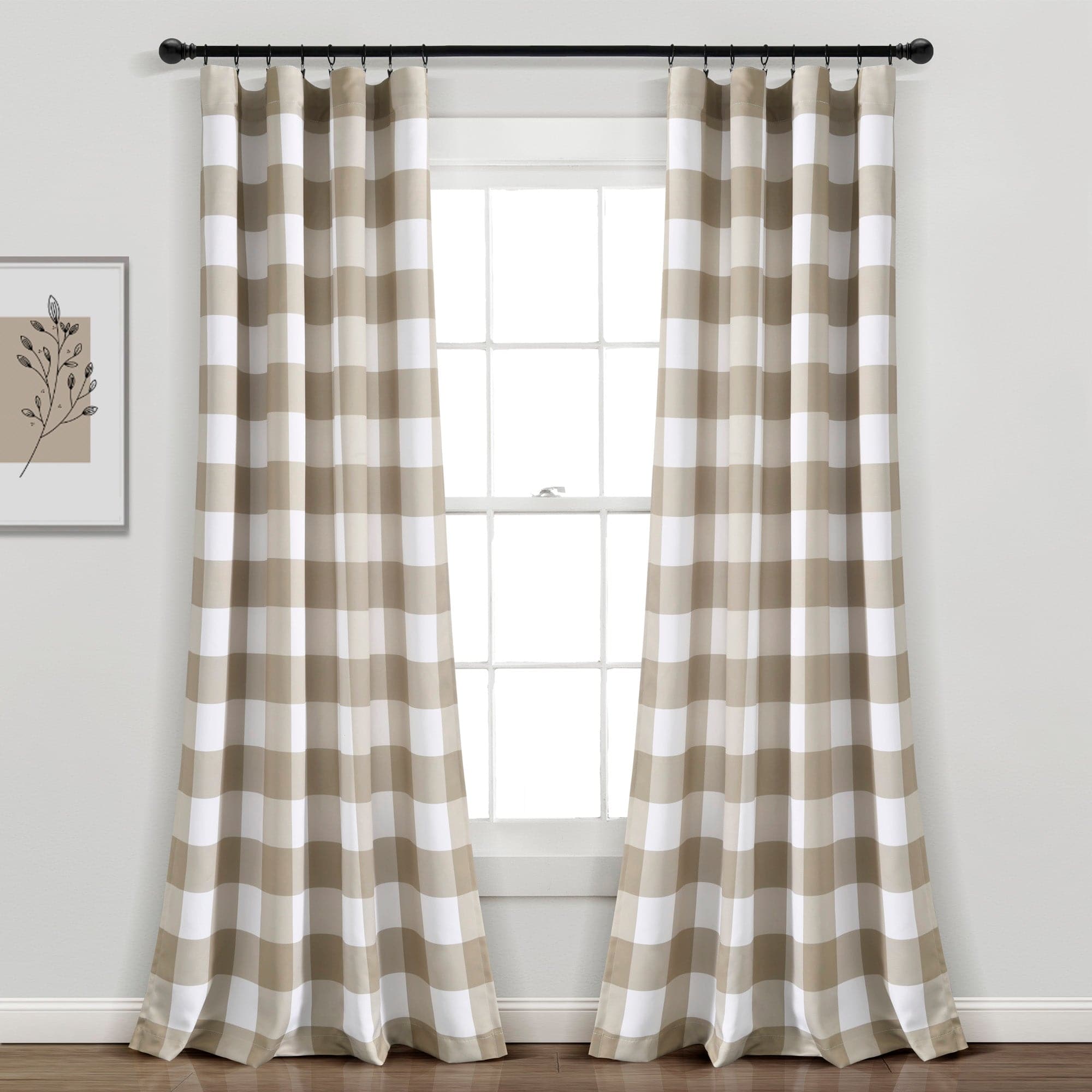 Kelly Checker Light Filtering Window Curtain Panel Set - Blackout Sheer Drapes for Living Room, Bedroom & Office - Soft Textured Fabric with Modern Checkerboard Design