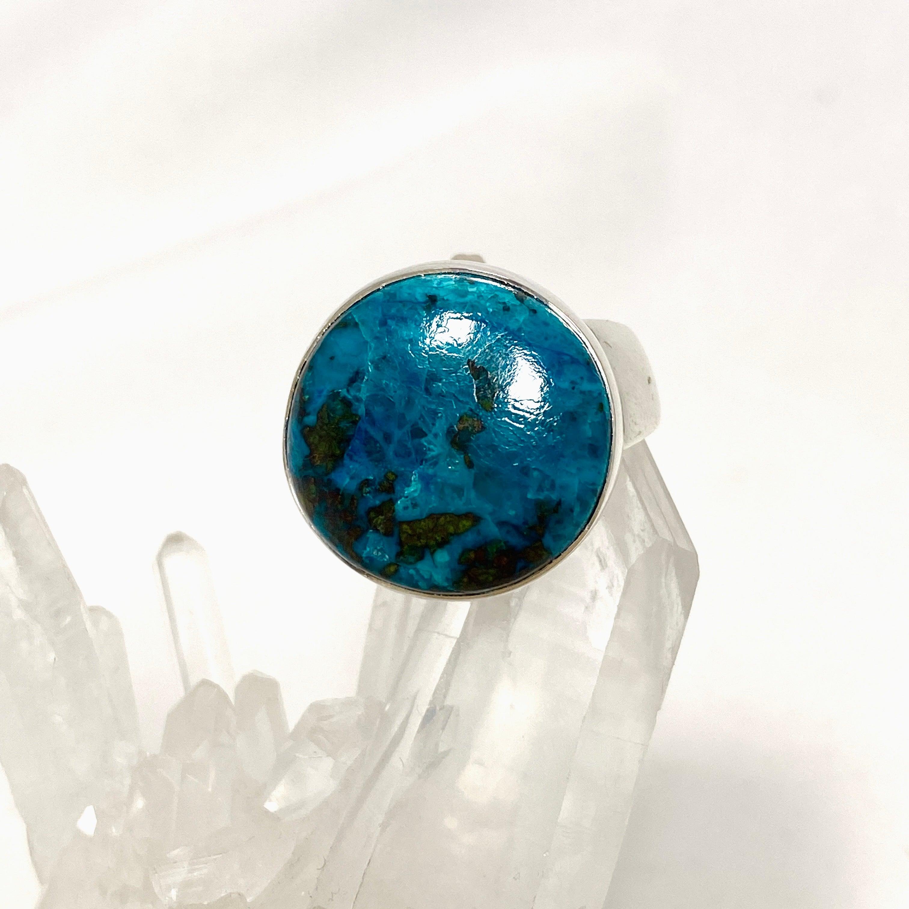 Shattuckite Round Ring Size 9 - Natural Stone Jewelry for Women | KRGJ3236 | Perfect for Boho Style, Spiritual Healing & Everyday Wear