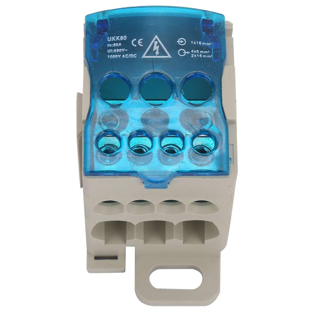 80A DIN Rail Electrical Distribution Box - Universal Power Junction Box with Wire Connector Block for Home & Industrial Wiring