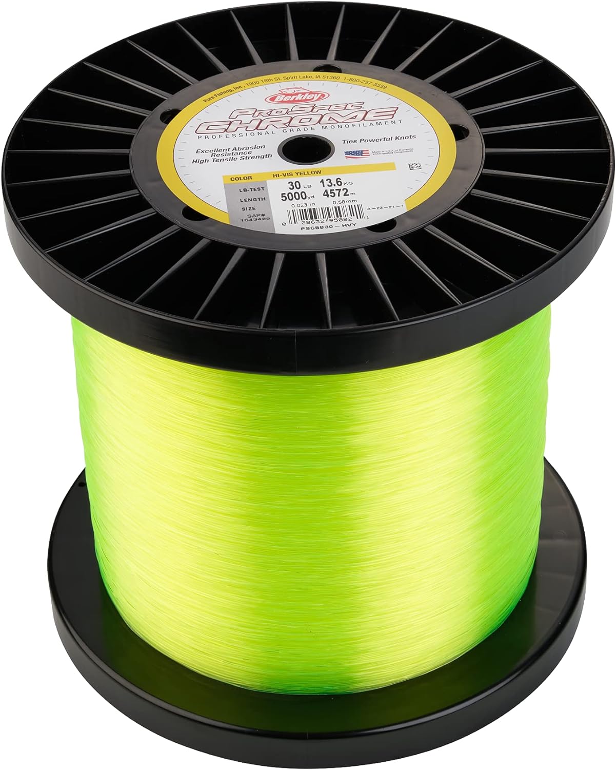 Berkley PSC5B80 HVY Pro Spec Chrome 80lb Braided Fishing Line - 3750 Yards Hi-Vis Yellow - Saltwater & Freshwater Fishing for Bass, Walleye, Catfish