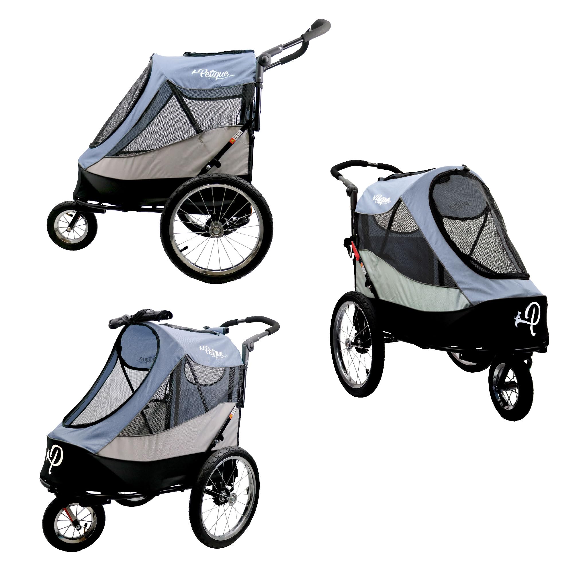 Petique Trailblazer Jogger - Medium Dog Stroller with Ventilation for Cats & Dogs (Gray) - Perfect for Jogging, Shopping & Outdoor Adventures with Your Pet