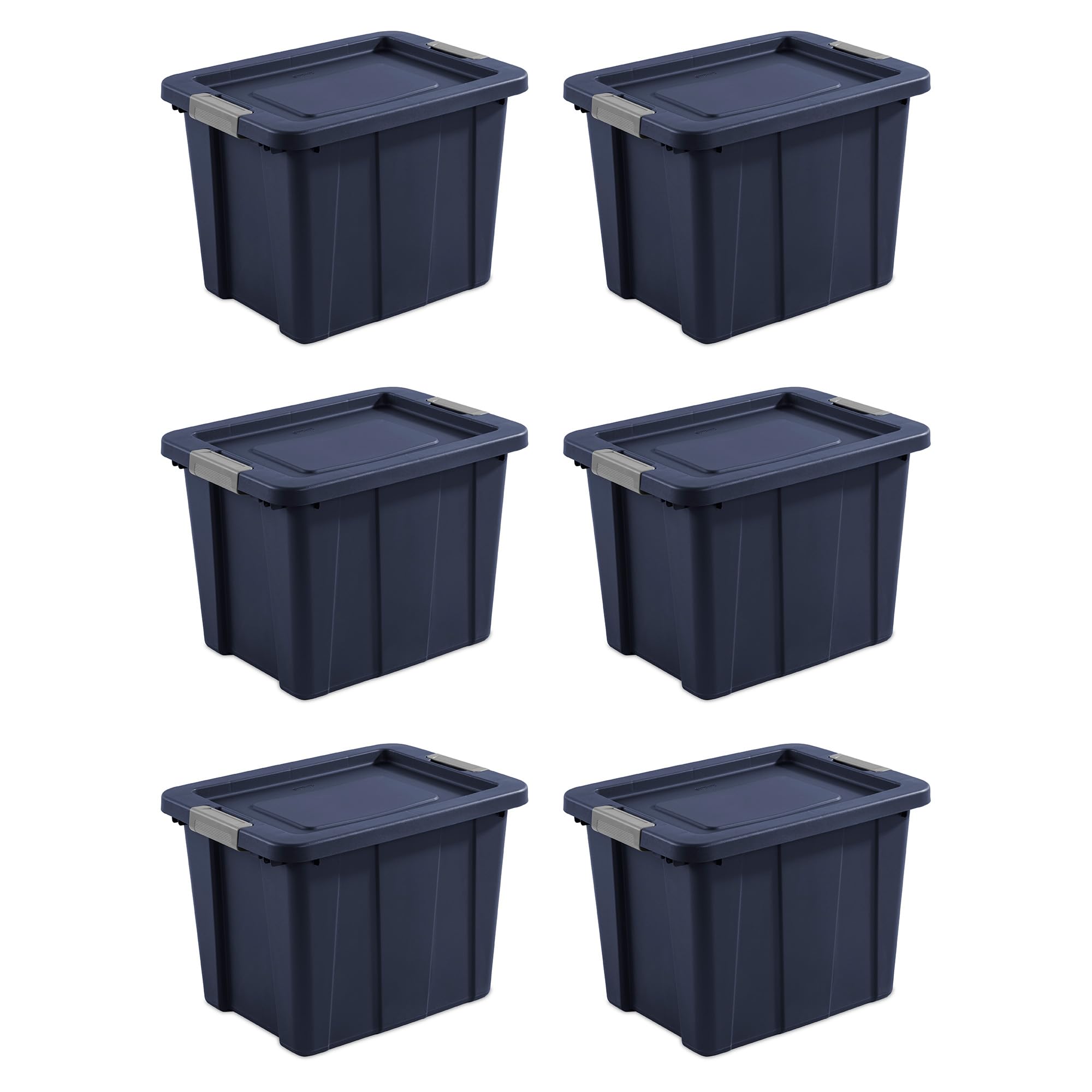 Sterilite 6-Pack 18 Gallon Heavy Duty Storage Bins with Secure Lids - Dark Indigo Tuff1 Totes for Home Organization, Garage Storage & Moving Supplies