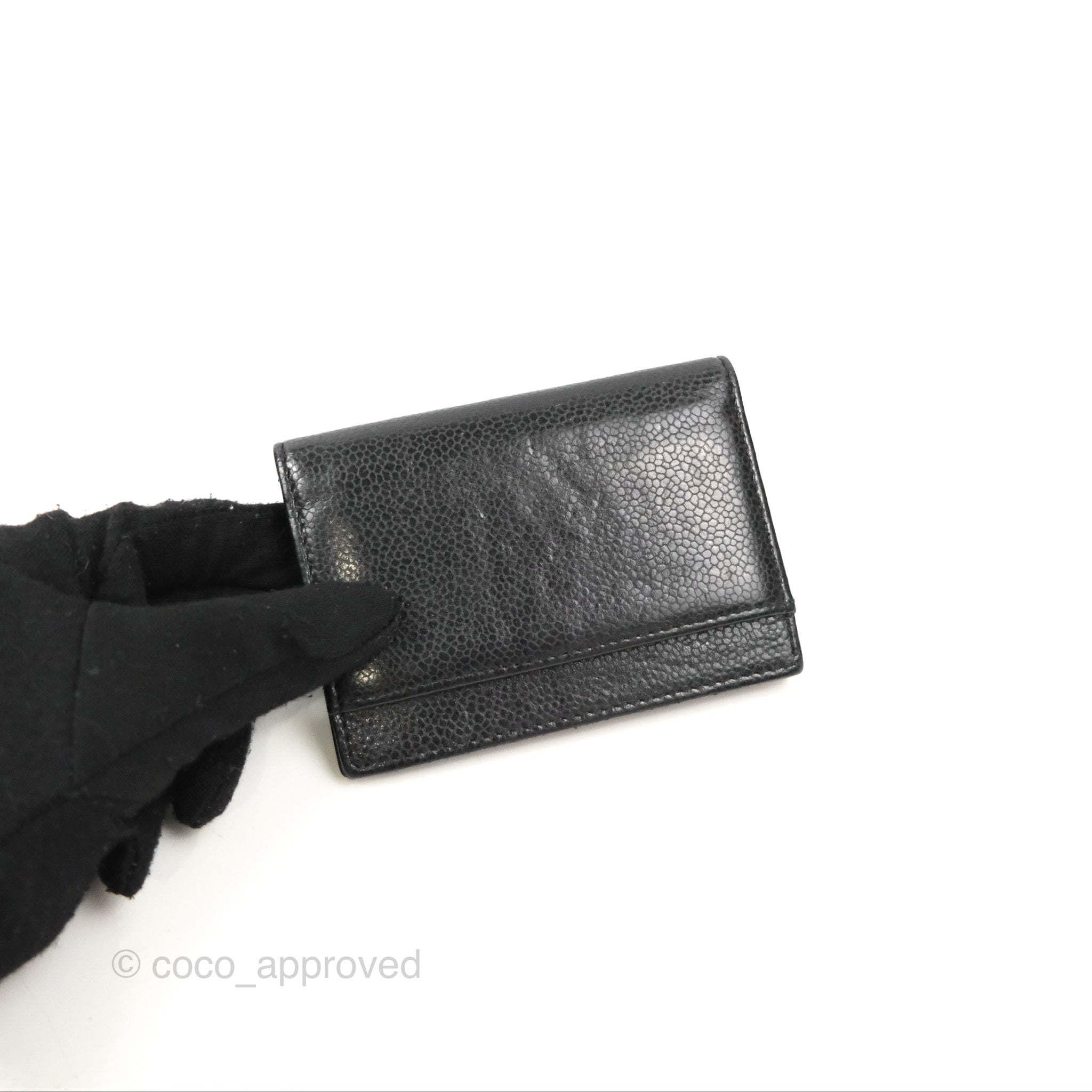 Chanel CC Card Holder Black Caviar Leather Wallet - Luxury Compact Credit Card Case for Women - Perfect for Everyday Use & Travel Accessories
