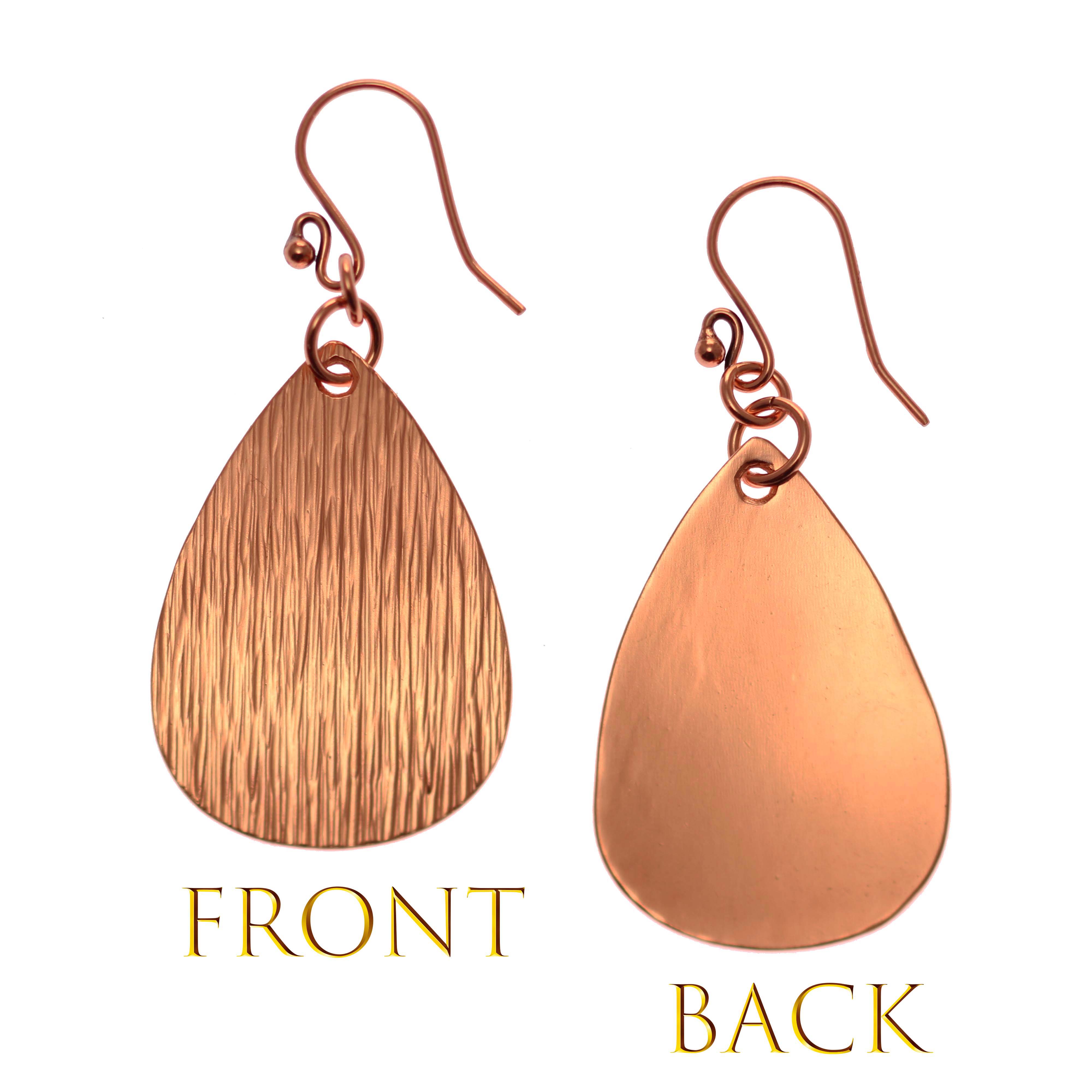 Medium Bark Embossed Copper Teardrop Earrings - Handmade Boho Jewelry for Women - Perfect for Weddings, Parties & Everyday Wear