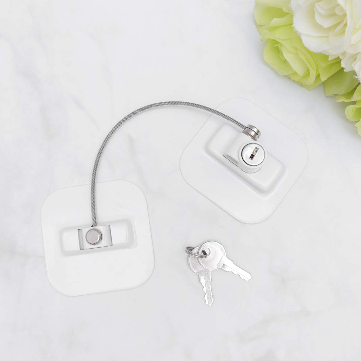 DOITOOL Child Safety Fridge Lock - 1pc White Window Lock for Kids & Adults - Secure Mini Fridge & Refrigerator Doors