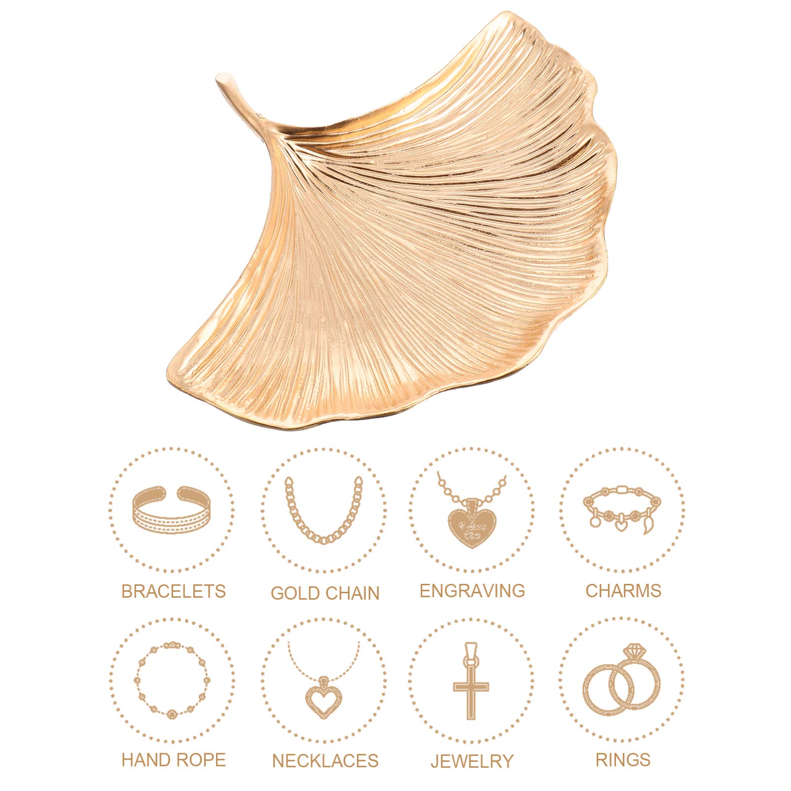Elegant Ginkgo Leaf Jewelry Tray - Alloy Gold Vanity Tray for Rings, Necklaces & Trinkets | Decorative Dresser Organizer | Perfect for Christmas, Wedding & Home Decor | Jewelry Storage Solution for Bedroom, Bathroom & Office