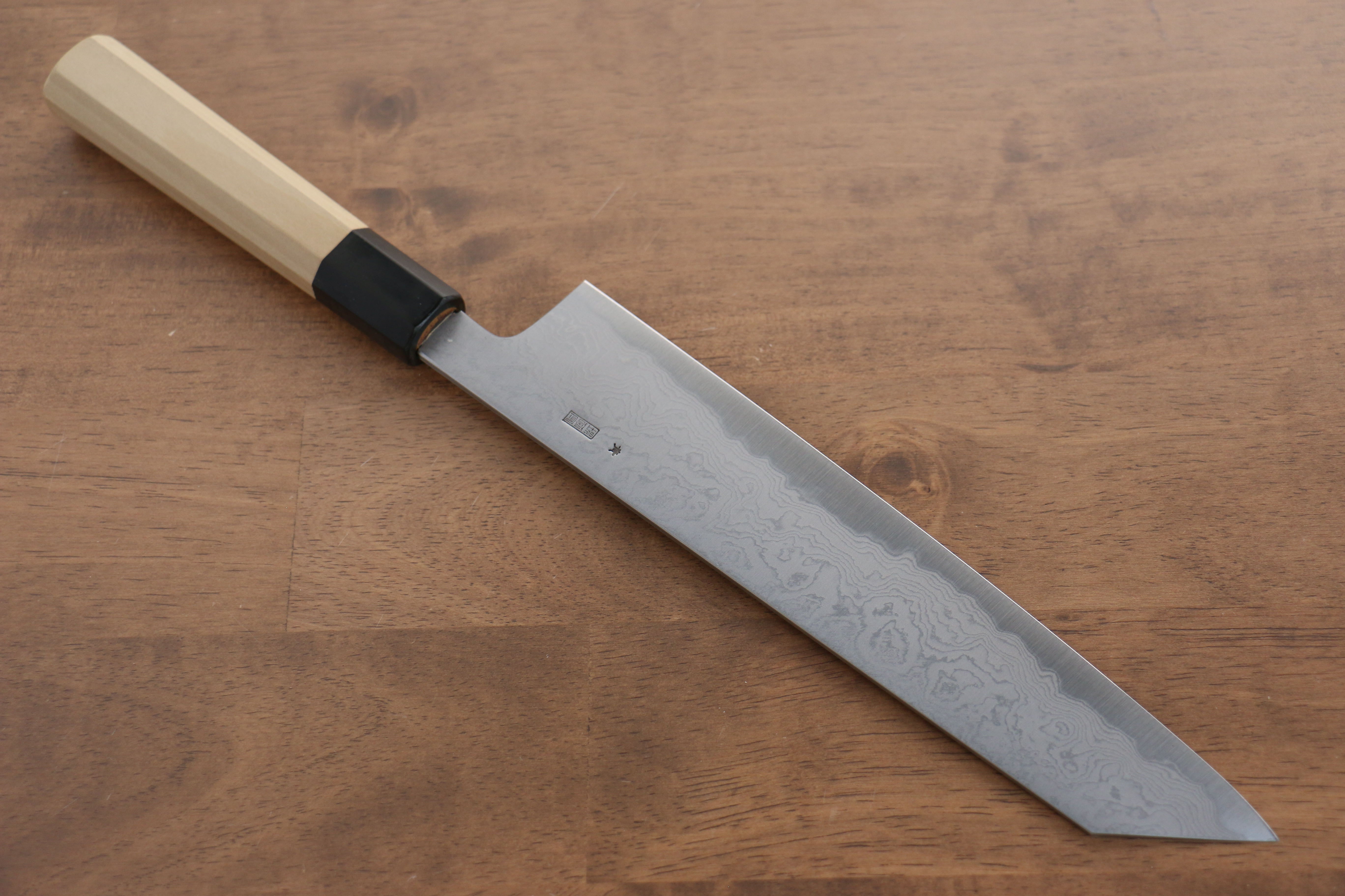 Premium Kikuzuki Blue Steel No.1 Damascus Kiritsuke Gyuto Knife 240mm - Japanese Chef Knife with Magnolia Wood Handle - Perfect for Sushi, Sashimi & Precision Cutting