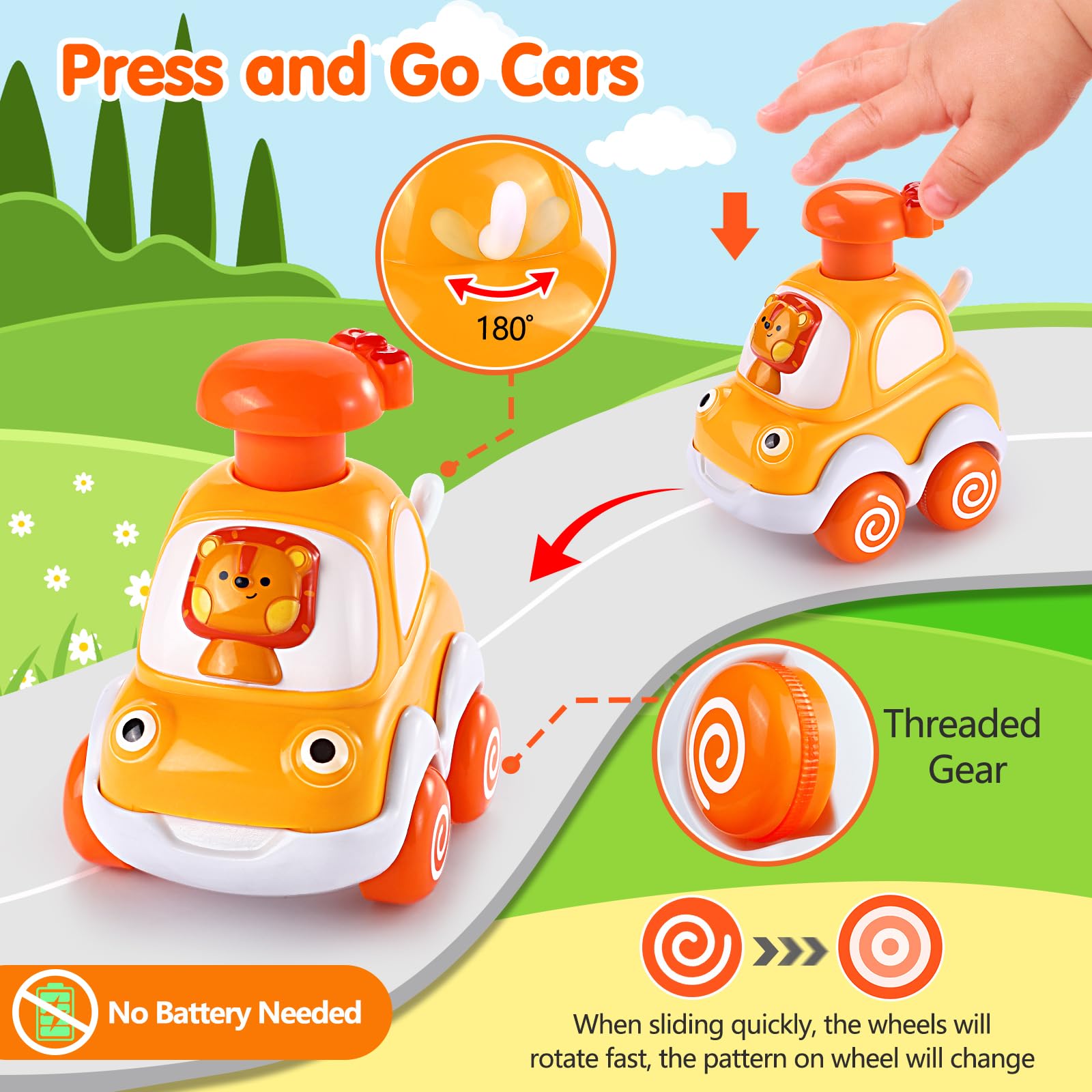 Best Press and Go Toy Cars for Toddlers 1-3 Years Old - Fun Baby Toys for 12-18 Months - Perfect 1st Birthday Gift for Boys & Girls - Great for Playtime, Learning & Early Development
