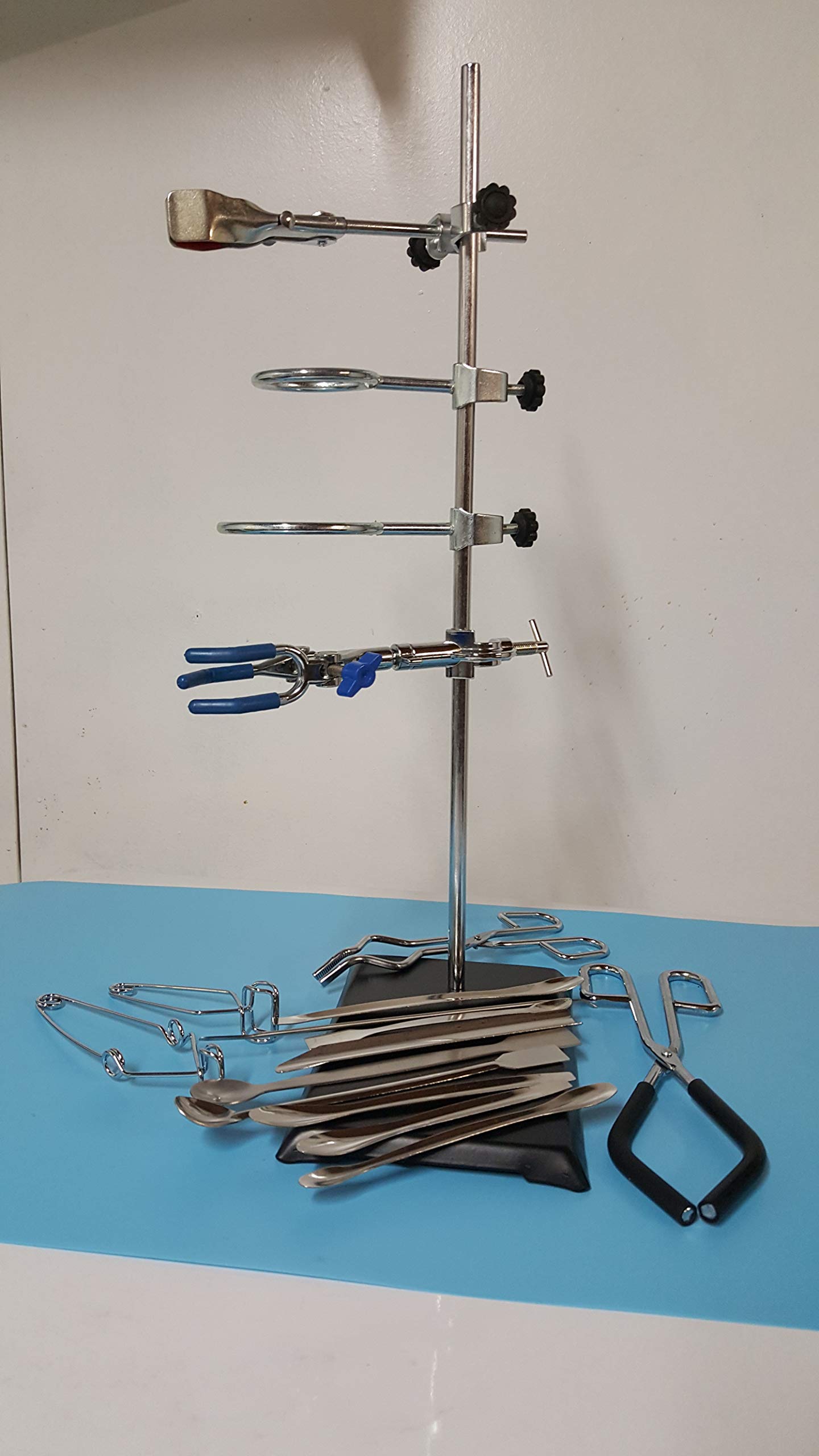 Beyondsupply Lab Cast Iron Support Ring Stand Extension Clamps - 20-Piece Set with Swivel Rings for Chemistry Experiments & Science Lab Equipment