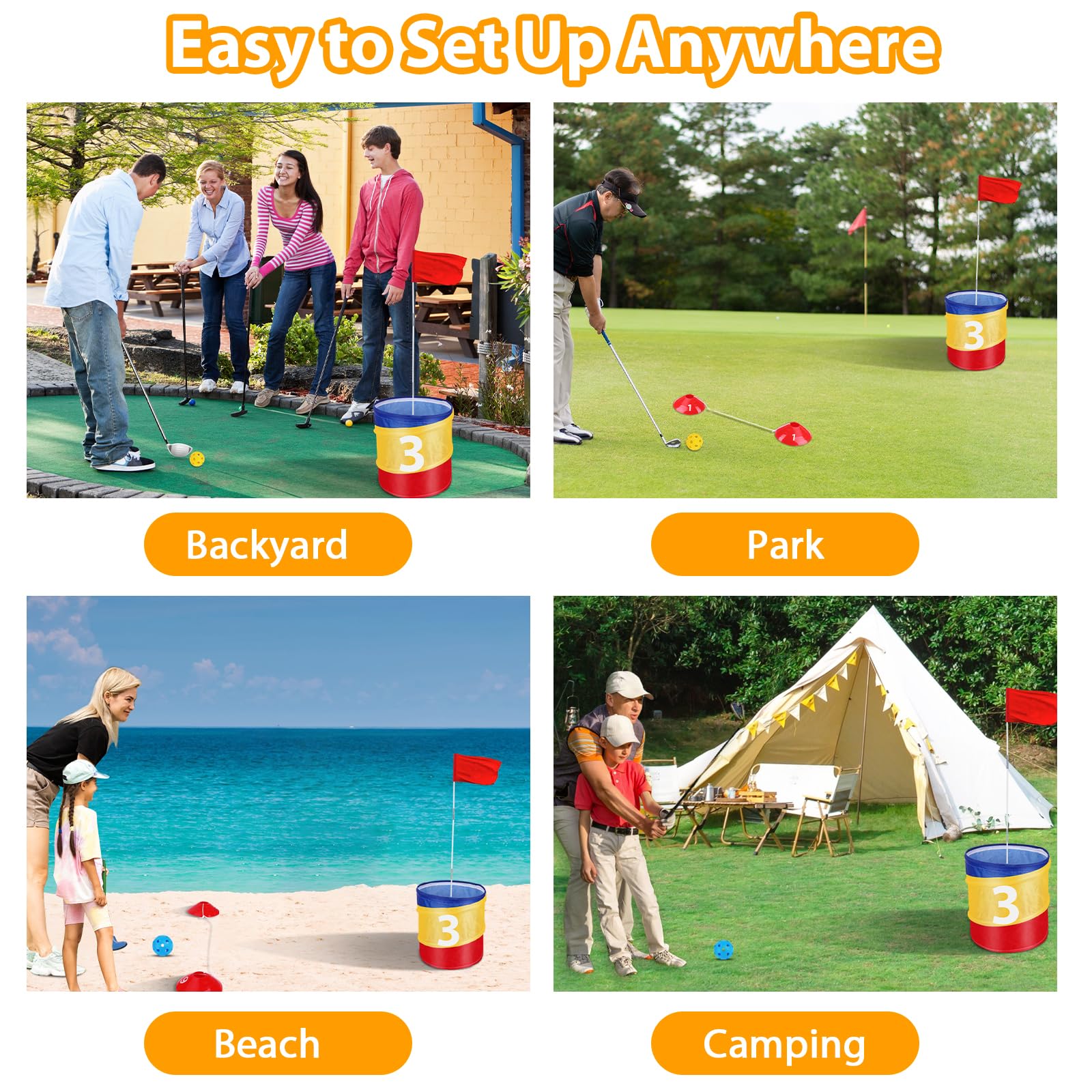 Portable Backyard Golf Practice Game - 6 Hole Indoor/Outdoor Golf Chipping Course for Adults | Perfect for Beach, Lawn & Backyard Fun | Great Golf Gift Idea for Men & Women