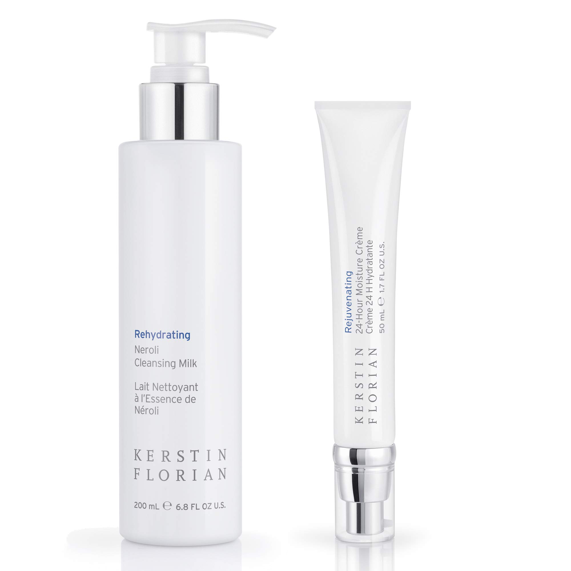 Kerstin Florian Rehydrating Neroli Cleansing Milk & 24-Hour Moisture Cream Set - Gentle Makeup Remover & Skin Hydration Duo for Dry, Sensitive Skin | Daily Skincare Routine | Spa-Like Treatment at Home