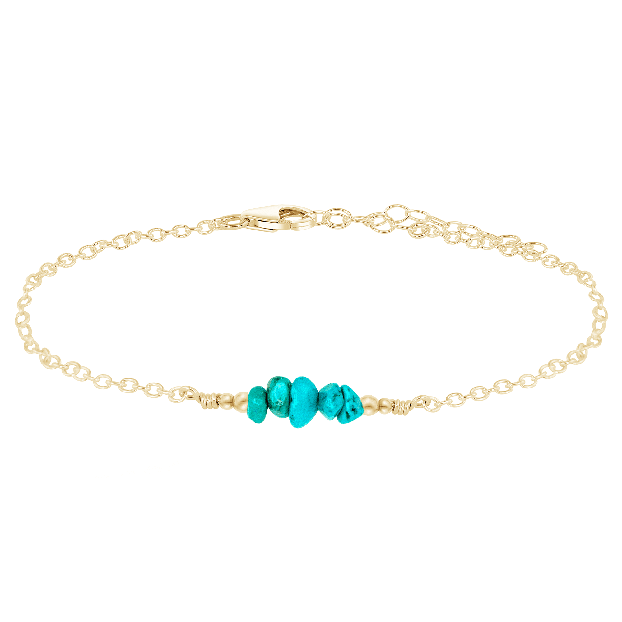 Turquoise Chip Bead Bar Anklet - Handmade Boho Ankle Bracelet for Women, Adjustable Summer Beach Jewelry | Perfect for Vacations, Music Festivals & Boho Fashion