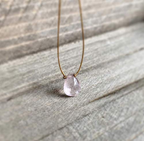 Rose Quartz Teardrop Necklace - Natural Gemstone Choker for Women | Healing Crystal Jewelry for Meditation, Yoga & Spiritual Gifts