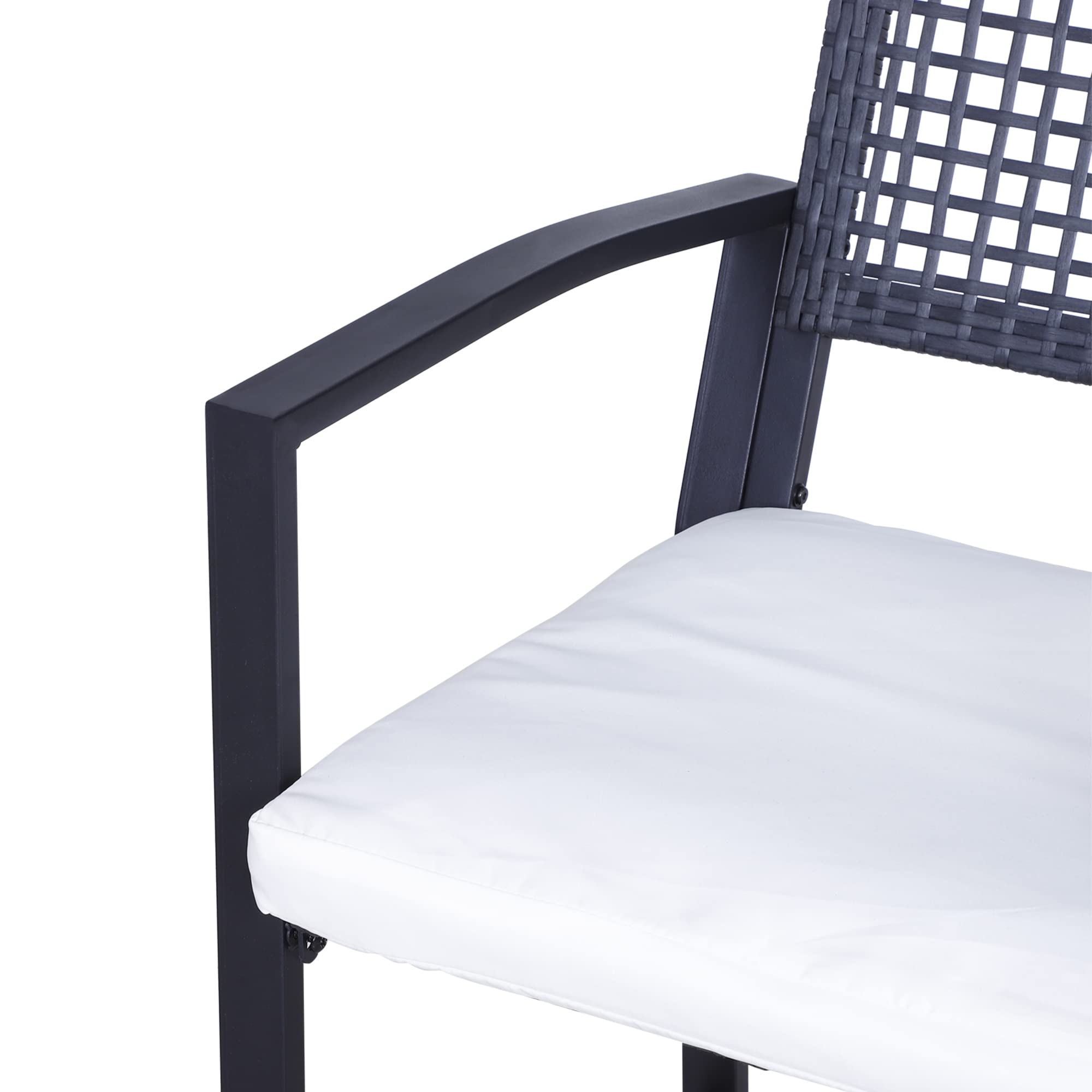 Outsunny 3-Piece Patio Bar Set with Soft Cushions - Rattan Wicker Outdoor Furniture for Backyard, Lawn, Deck & Poolside - Perfect for Entertaining, Lounging & Outdoor Dining