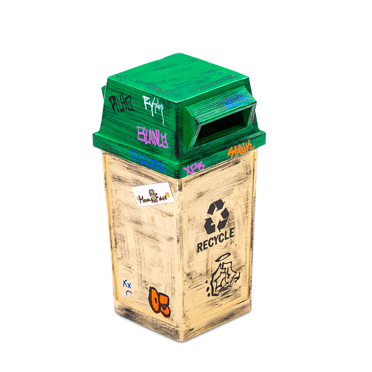 FutureBoundPrints Fingerboard Ramp - Thrashed Municipal Park Recycle Bin Design | Mini Skateboard Ramp for Fingerboards | Perfect for Indoor Skate Tricks & DIY Skate Park Scenes