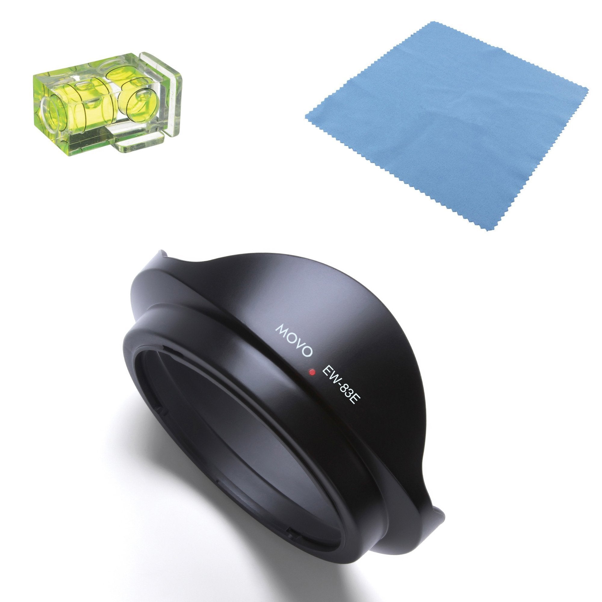 Movo Photo EW-83E Lens Hood for Canon EF 16-35mm f/2.8L USM, 17-40mm f/4L & EF-S 10-22mm f/3.5-4.5 Lenses - Includes 2X Spirit Level & Microfiber Cloth - Perfect for Outdoor Photography & Travel Shooting
