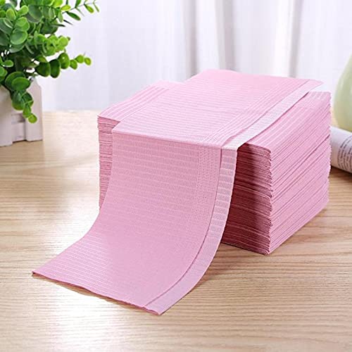 **Disposable Dental Bibs Waterproof 125 Pack, Pink 13