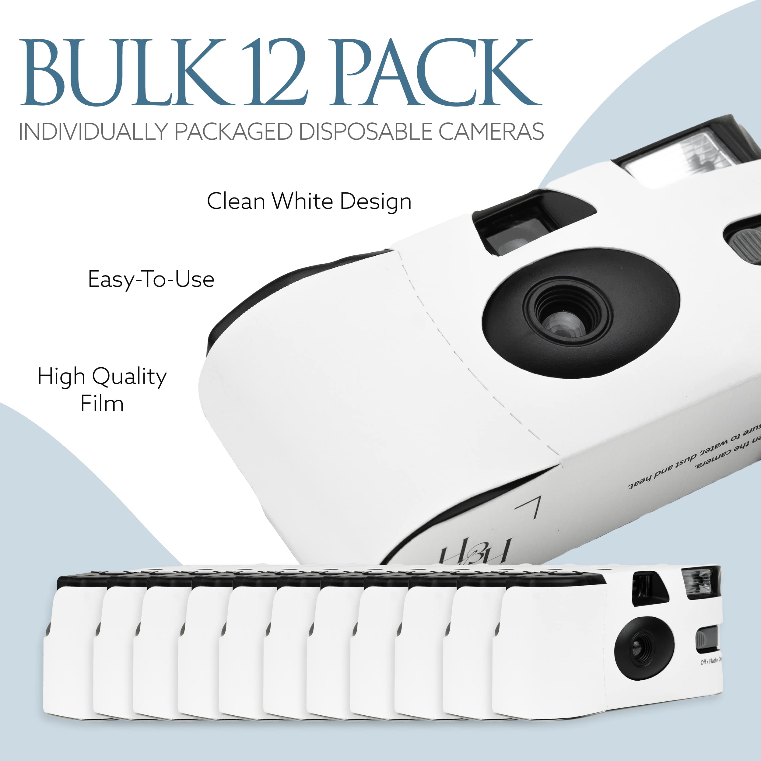 White Disposable Wedding Cameras (12 Pack) – Bulk Disposable Film Cameras for Weddings, Parties & Events – Includes Carrying Tote & Photo Development Discount – 27 Exposures per Camera – Made in USA – Perfect for Guest Books, Reception Fun & Lasting Memories