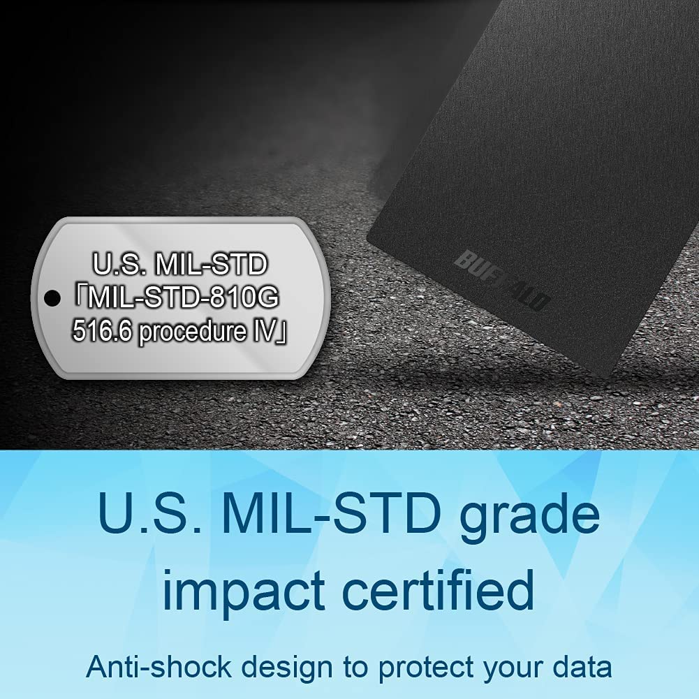 1TB BUFFALO External SSD Portable Solid State Drive - USB-C & USB-A Compatible with PS5, PS4, Windows, Mac - Fast USB 3.2 for Gaming, Video Editing & Data Storage - SSD-PG1.0U3B