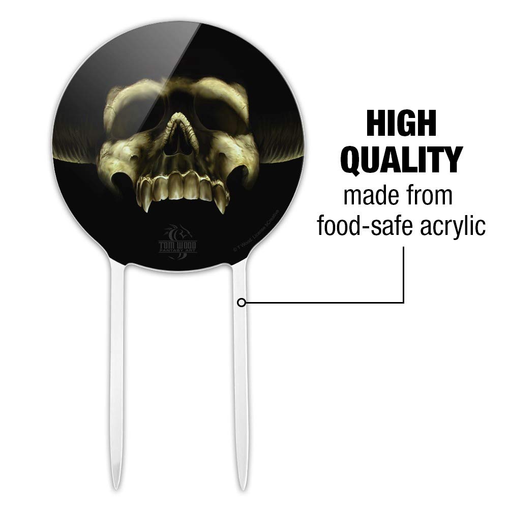 Acrylic Shadow Skull Monster Horns Cake Topper - Gothic Fantasy Party Decor for Weddings, Anniversaries, Birthdays & Graduations - Perfect for Halloween, Cosplay, and Themed Celebrations