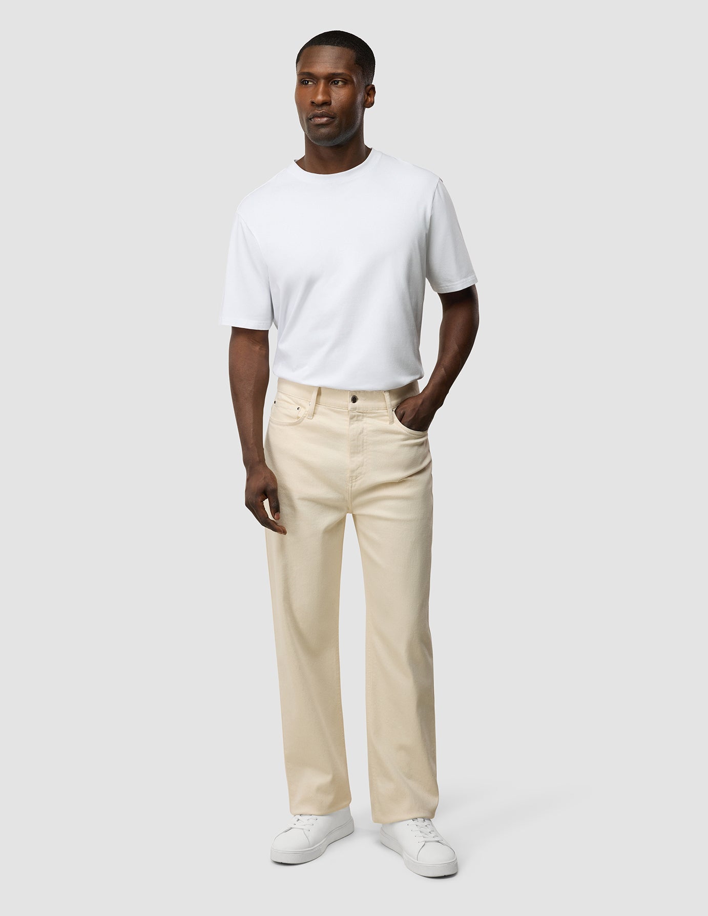 Luca Jeans Men's Relaxed Fit Off-White Denim Pants - Comfortable Casual Wear for Everyday Outfits & Weekend Style