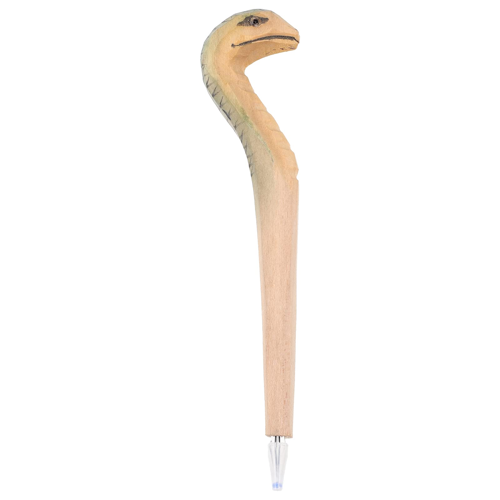 Hand-Carved Animal Shaped Ballpoint Pen - Green Desk Decor Topper for Office, Home & Gifts | Unique Wooden Writing Pen for Journaling, Calligraphy & Collectors