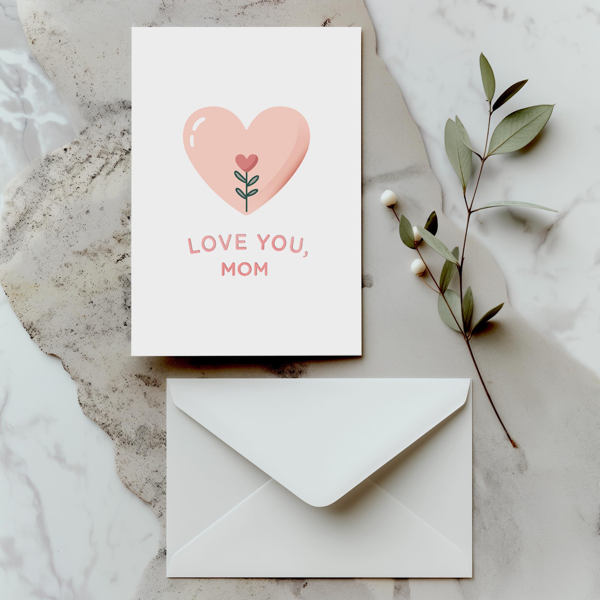 Elegant Rose Gold Mother's Day Card with Envelope - Perfect for Gifting