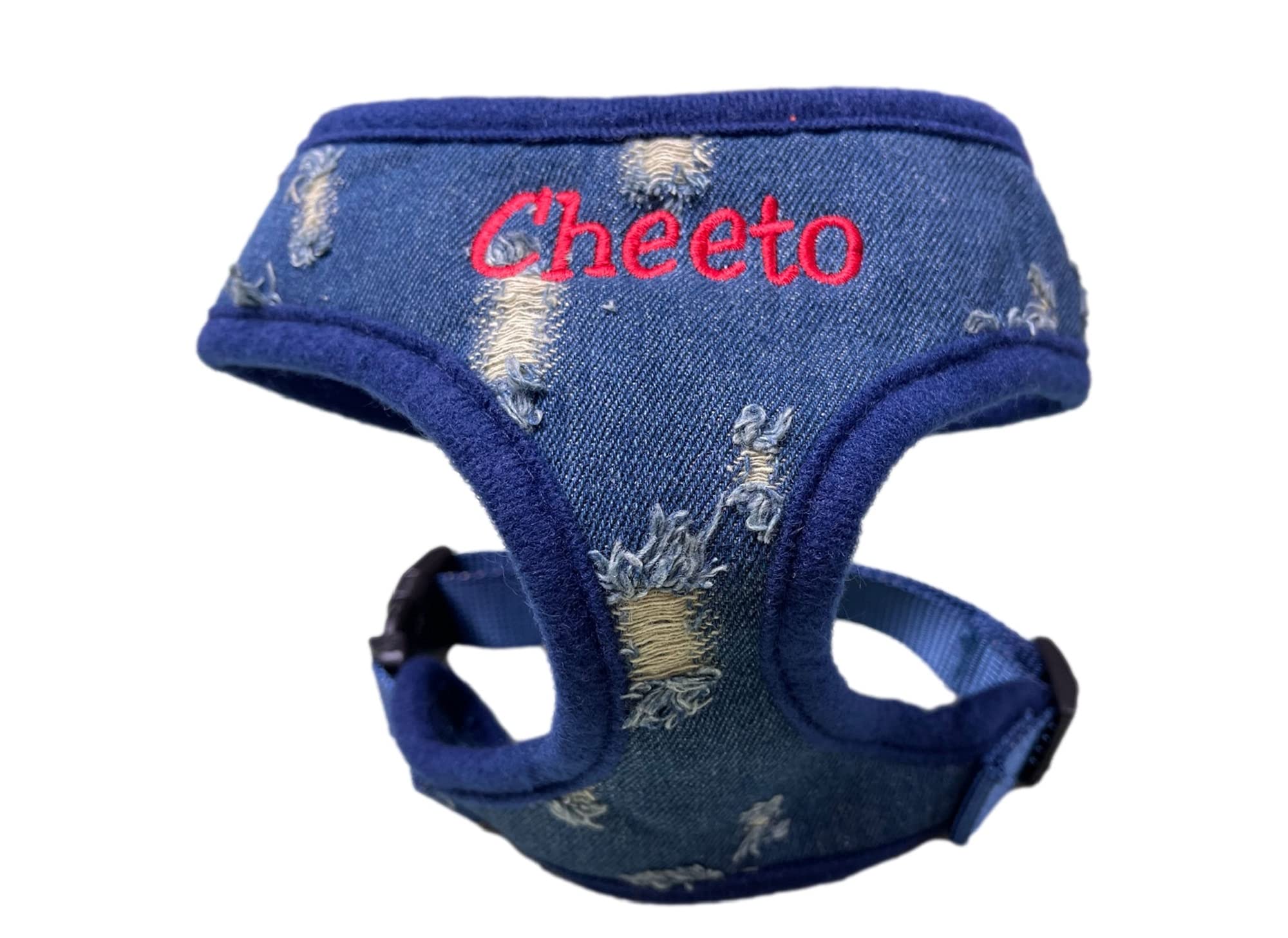 Custom Embroidered Dog Harness - Adjustable Soft Padded Denim Pet Vest for Small to Large Dogs | No-Pull Design | Made in USA (X-Small) | Perfect for Walks, Training & Outdoor Adventures