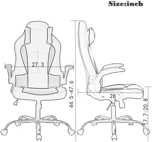 Premium PC Racing Gaming Chair - Ergonomic High Back PU Leather Office Chair with Lumbar Support & Headrest - Adjustable Swivel Computer Chair for Home Office, Gaming & Streaming