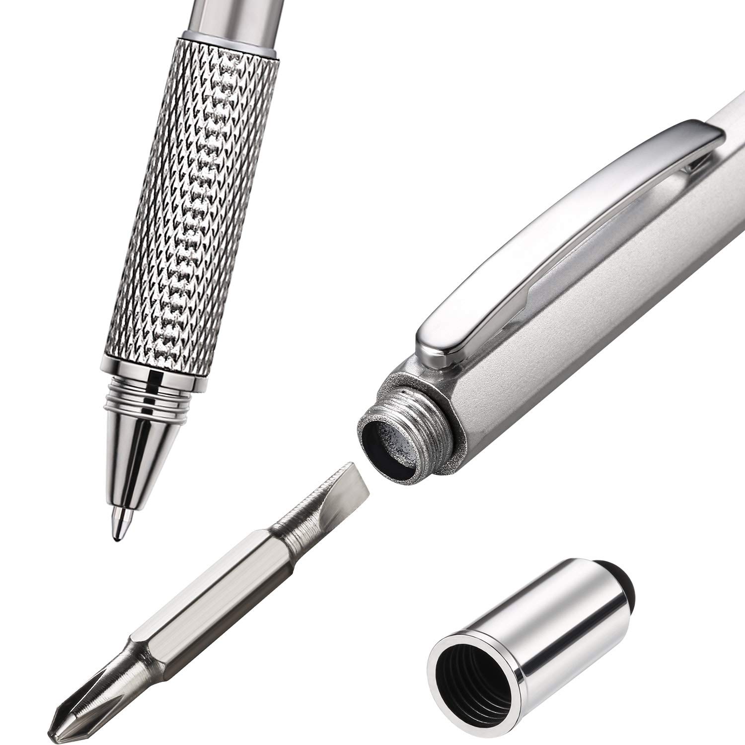 16-in-1 Multitool Pen with Ruler, Level Gauge & Ballpoint - Gold/Black/Silver/Yellow - Perfect Gift for Men, Professionals & DIY Enthusiasts - Great for Office, Workshop, Camping & Everyday Carry