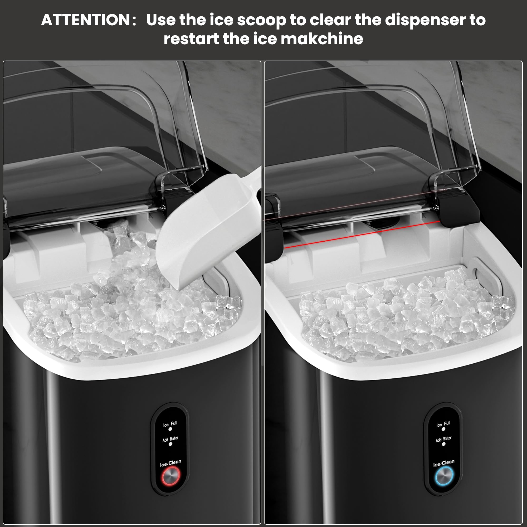 Portable Countertop Ice Maker Machine - 35lbs/24H, Self-Cleaning Pellet Ice Maker with Handle for Home, Kitchen, Office, Bar, RV (Black) - Perfect for Cocktails, Beverages & Outdoor Parties