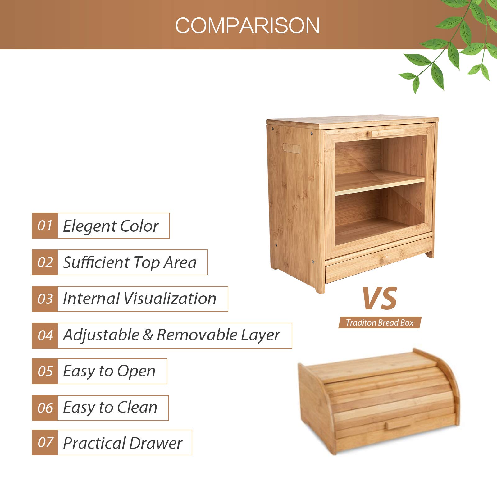 Large Bamboo Bread Box for Kitchen Countertop - Double Layer Bread Storage Container with Utensil Tray Drawer Organizer | High Capacity Bread Keeper for Fresh Baguettes, Sourdough & Pastries | Perfect for Bakeries, Restaurants & Home Kitchens