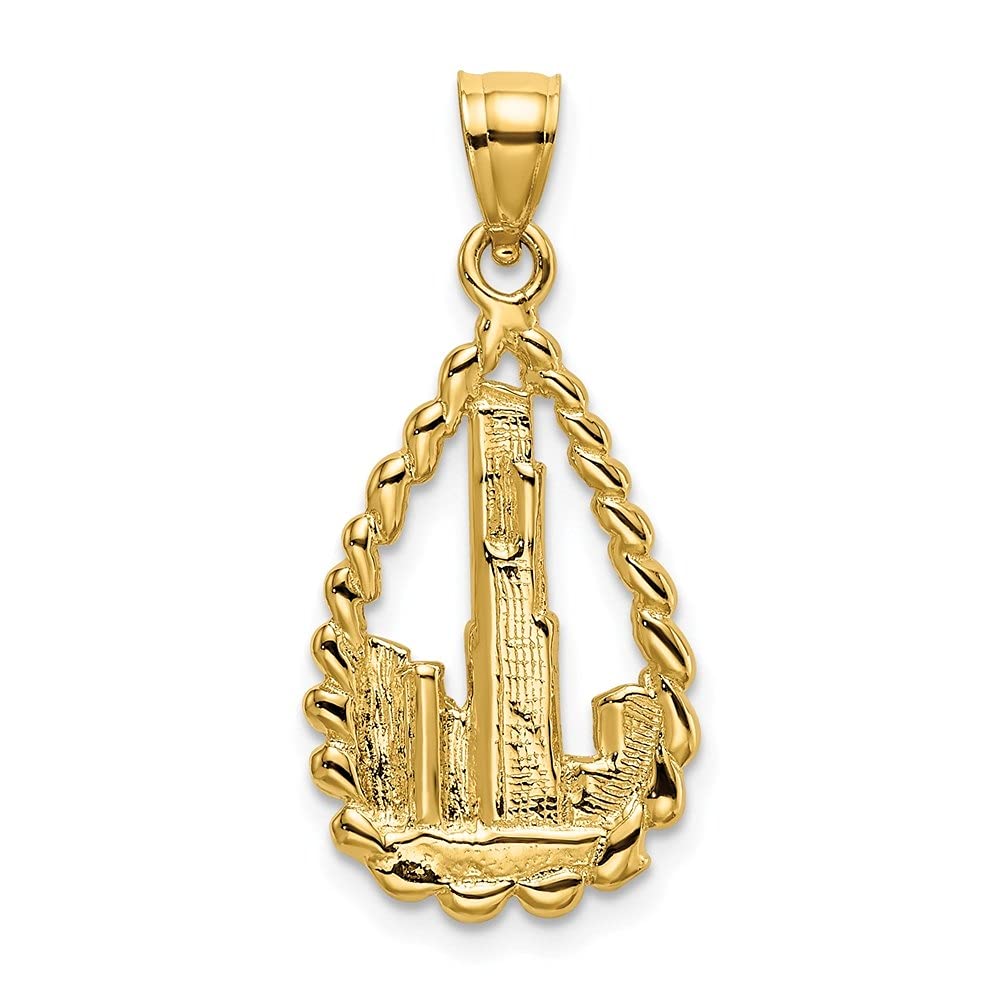 14k Yellow Gold SEAR'S Tower Teardrop Charm Pendant - 18.45mm x 11.65mm - Elegant Jewelry Gift for Women, Brides, Anniversaries | Auriga Fine Jewelry