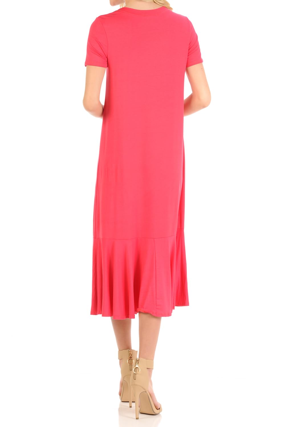 Iconic Luxe Women's A-Line Ruffle Hem Midi Dress - Elegant Flowy Party & Cocktail Attire for Weddings, Dinners & Special Occasions