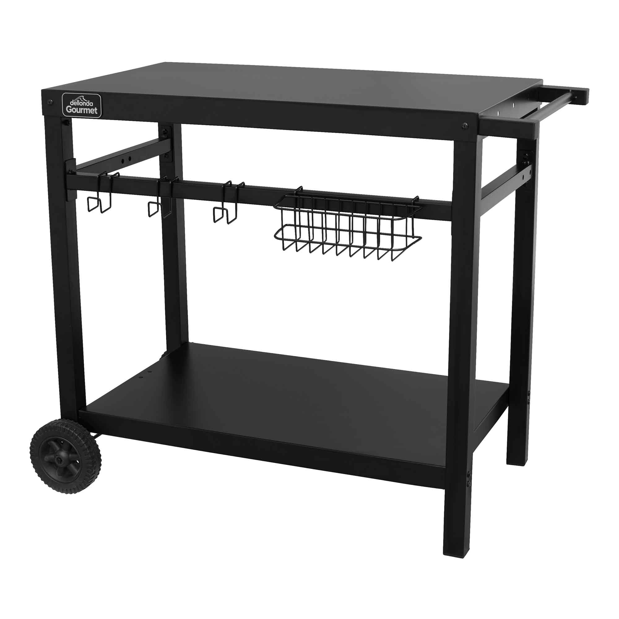 Premium Stainless Steel BBQ Grill Cart with Utensil Hooks & Side Shelves - Portable Outdoor Cooking Station for Backyard, Camping & Tailgating Parties