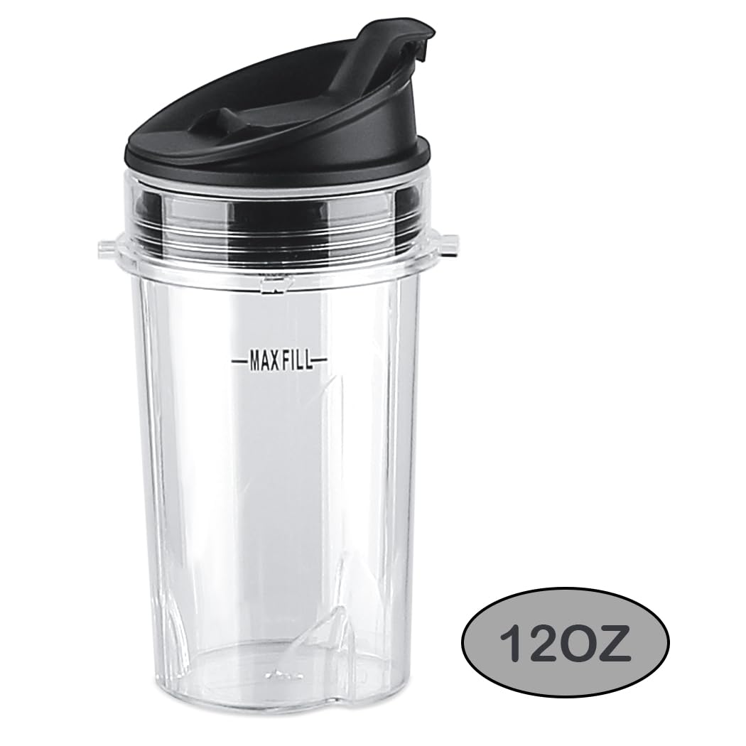 Anbige 2-Pack 12oz Replacement Blender Cups with Lids - Compatible with Ninja BL770, BL660, BL810, QB3000 All Pro 4 Tabs Blenders - Perfect for Smoothies, Protein Shakes & On-the-Go Blending