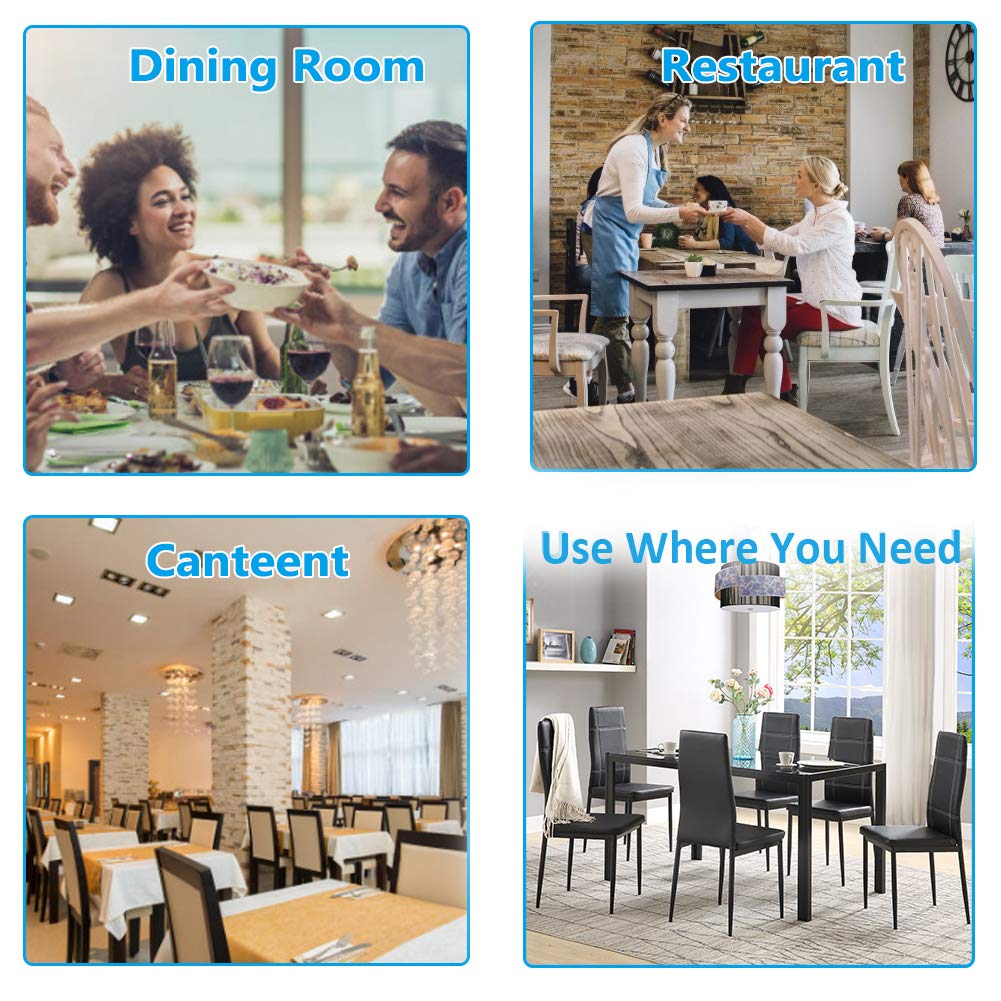 Modern 5-Piece Black Dining Table Set for 4 - Tempered Glass Kitchen Table with 4 Faux Leather Chairs - Elegant Dining Room Furniture for Small Spaces, Apartments & Family Gatherings