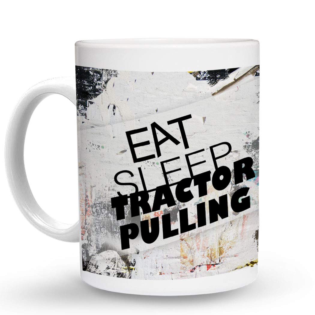 Makoroni - EAT SLEEP TRACTOR PULLING Sport - 11 Oz Ceramic Coffee Mug, Unique Gift for Farmers & Tractor Enthusiasts - Perfect for Morning Coffee, Office Use & Farmhouse Decor