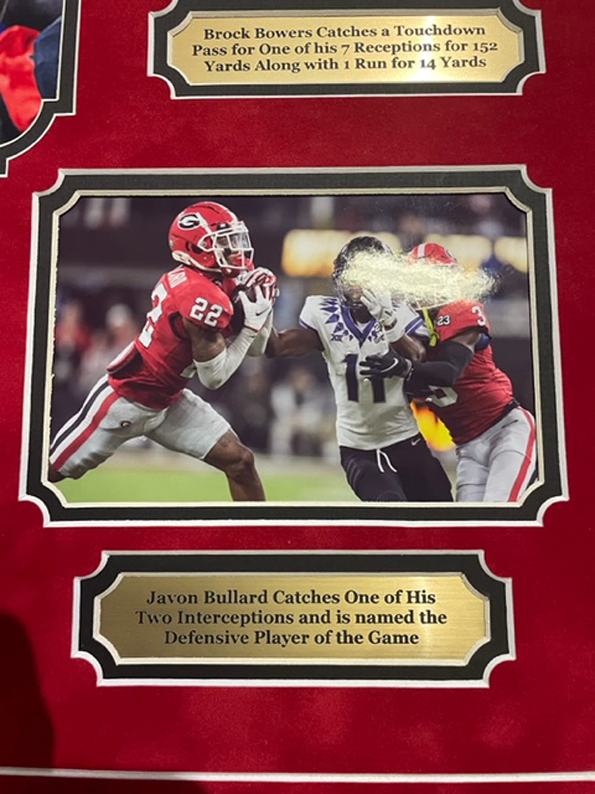 Georgia Bulldogs 2022-23 National Champions Framed Memorabilia - Double Mat Professional Photo Display with Engraved Nameplate - Perfect for Home, Office & Sports Fan Gifts