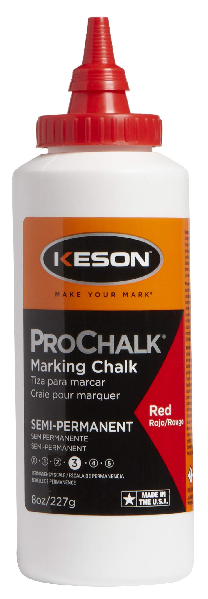 Keson Red Marking Chalk Refill - 8 Oz for Construction, Surveying & DIY Projects | High-Visibility Chalk Line Refills