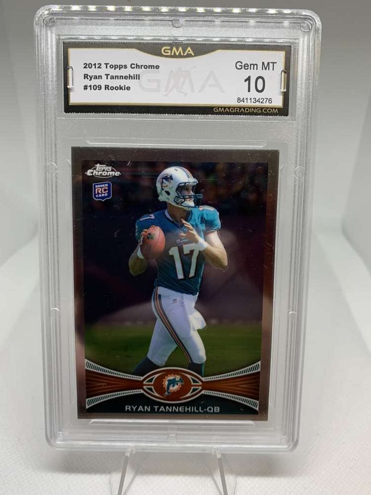2012 Topps Chrome #109 Ryan Tannehill Rookie Card GMA Graded GEM MINT 10 - Miami Dolphins NFL Collectible for Sports Memorabilia Fans & Investment Collectors - Perfect for Display Cases, Trading, and Gift Giving