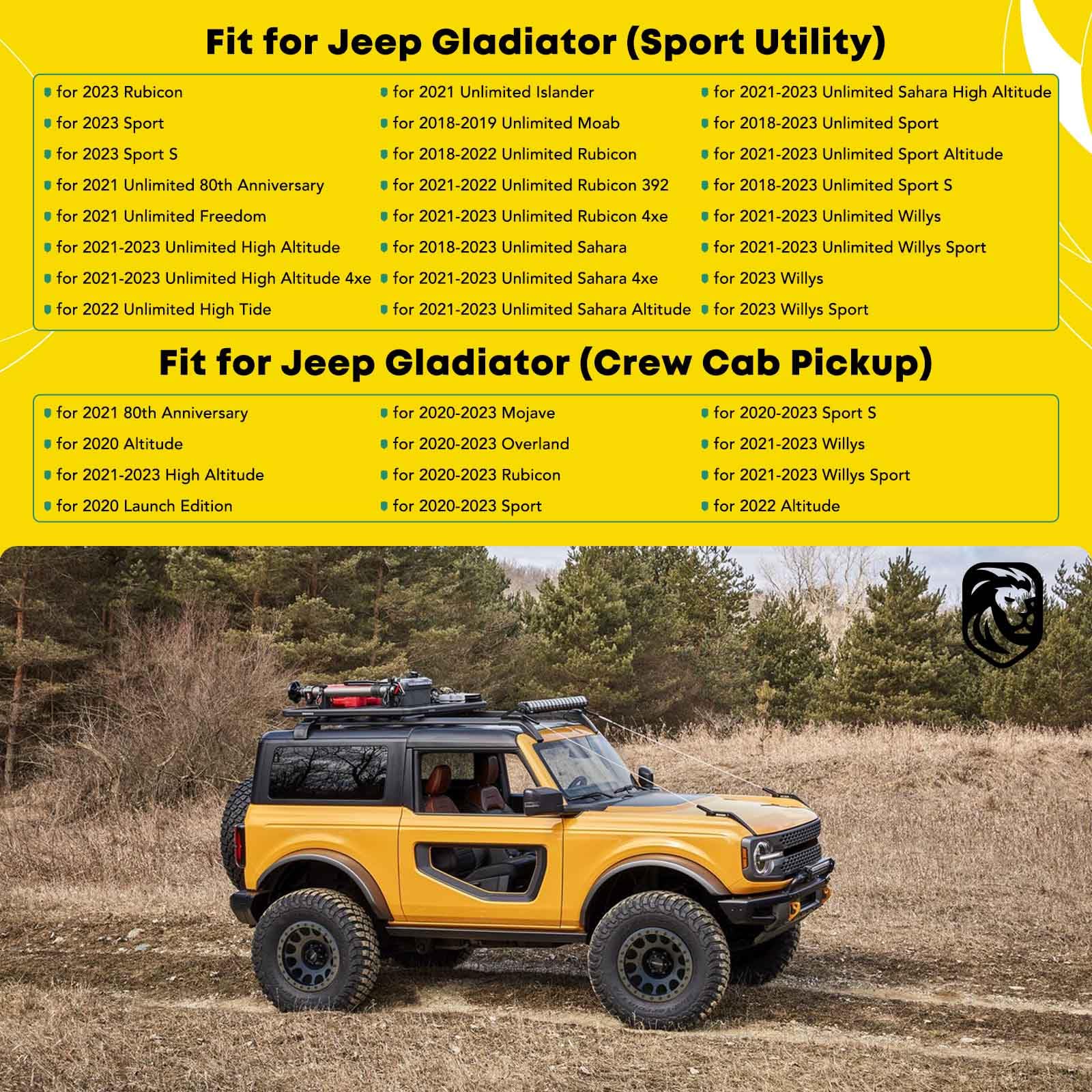 YHTAUTO Heavy Duty Aluminum Alloy Car Roof Rack Cargo Carrier - 385 Lbs Capacity, Universal Fit for Jeep Wrangler (2018-2023) & Gladiator (2020-2023) - Perfect for Rooftop Tents, Kayaks, Bikes & Outdoor Adventure Gear