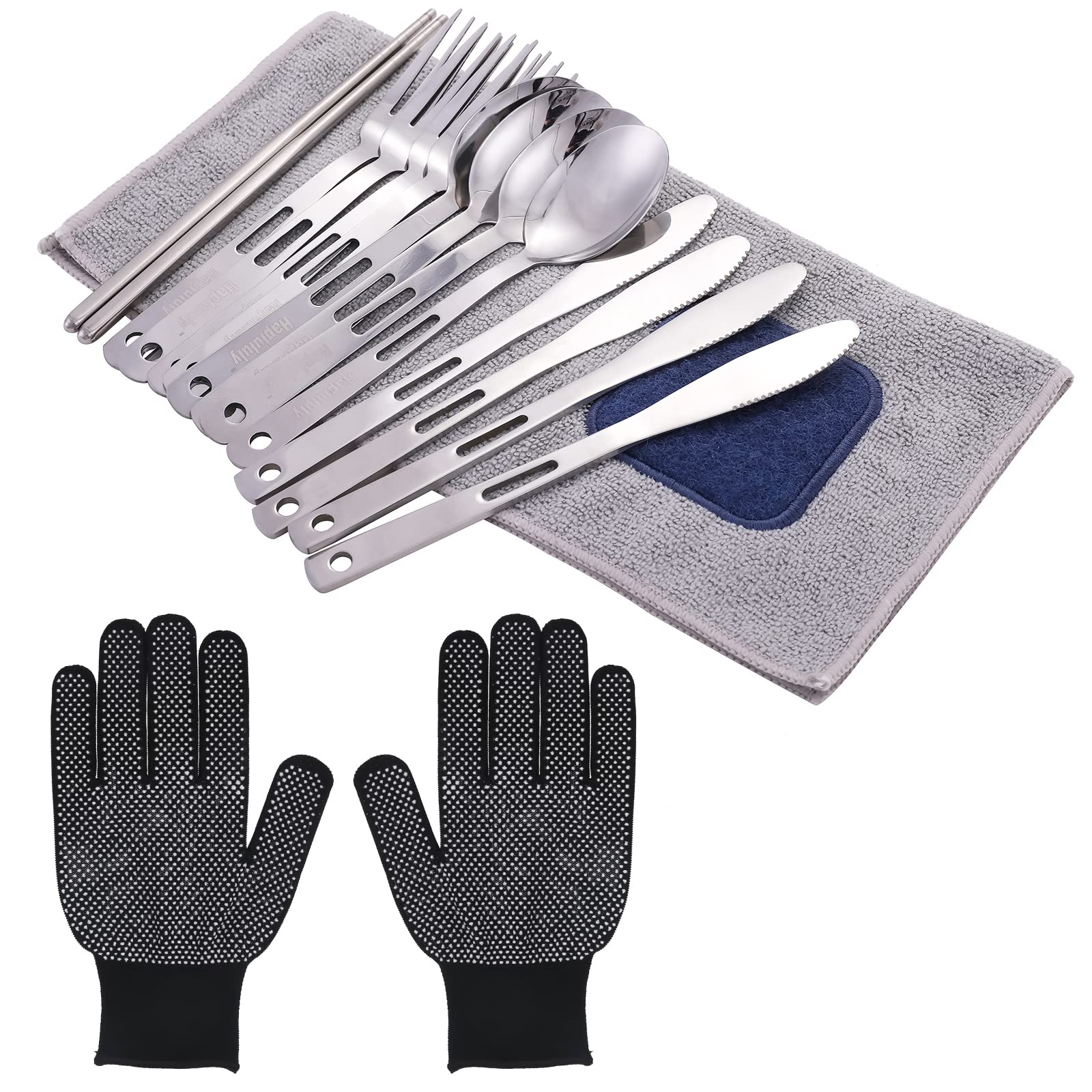 28-Piece Stainless Steel Camping Silverware Set for 4 - Perfect for Outdoor Dining & Picnics