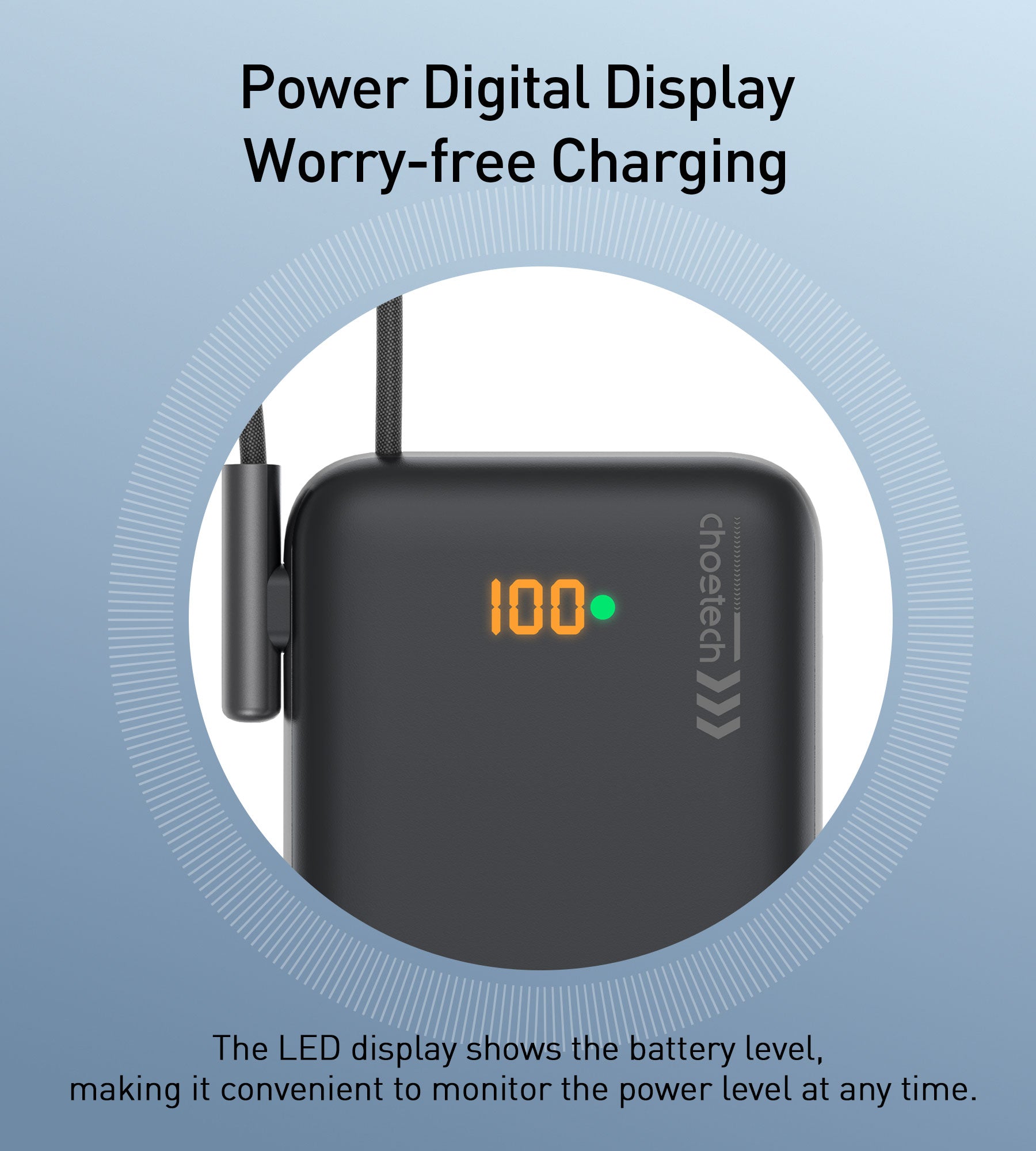 Choetech B735 10000mAh 20W Magnetic Power Bank with Stand - Portable Wireless Charger for iPhone 12/13/14, Samsung Galaxy - Includes USB-C Cable & LED Display (Black) - Perfect for Travel, Office & On-the-Go Charging