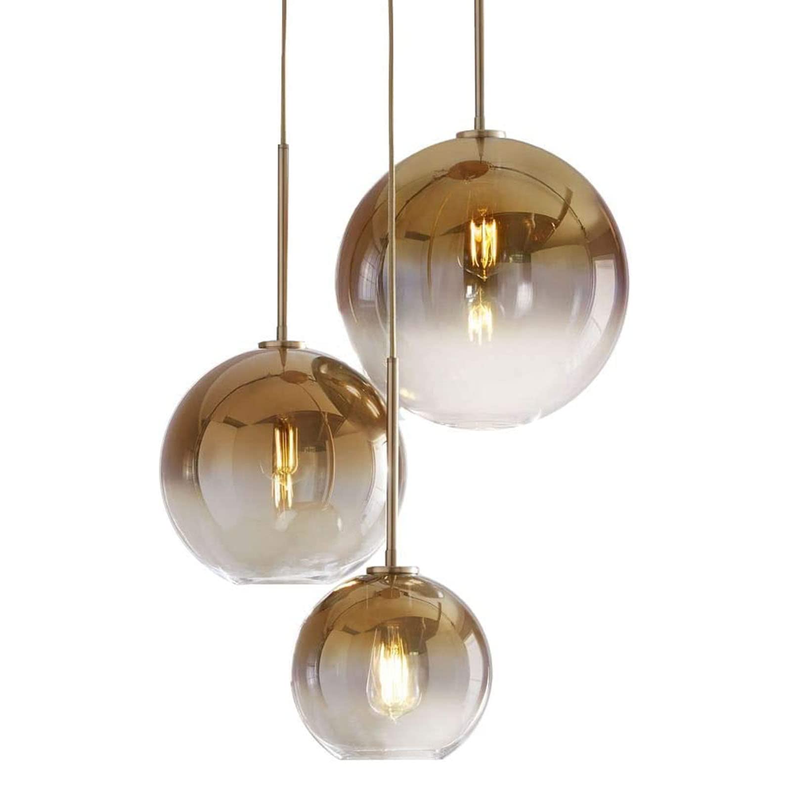 Modern Gradient Color Glass Pendant Light - Gold 30cm Hanging Chandelier for Dining Room, Kitchen Island & Bedroom Lighting
